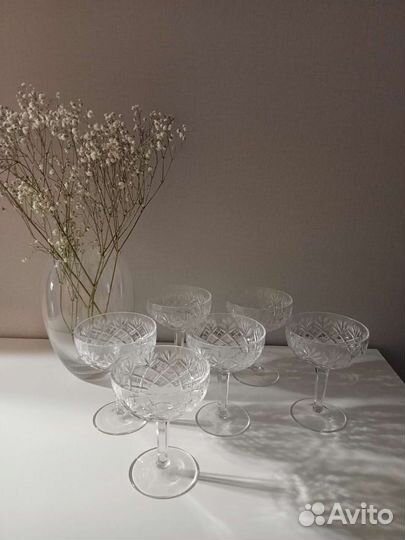 Хрустальные бокалы под шампанское, креманки
