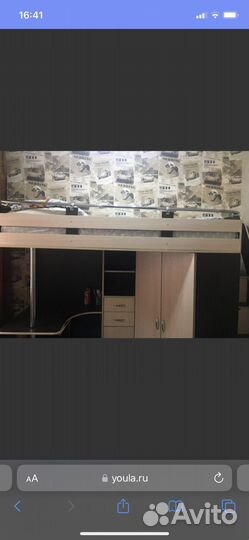 Кровать чердак со столом и шкафом