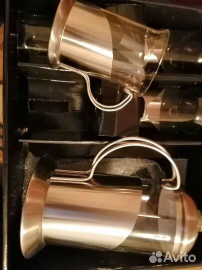 Набор стекло + металл стаканы и пресс