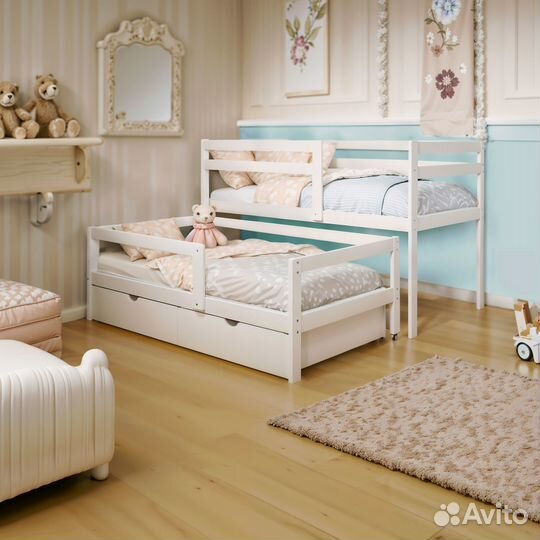 Кровать для 2-х детей из березы