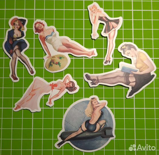 Стикеры, Наклейки, ретро девочки