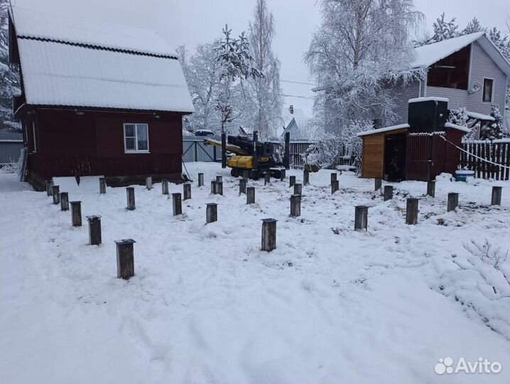 Фундамент для дома, монтаж забивных свай