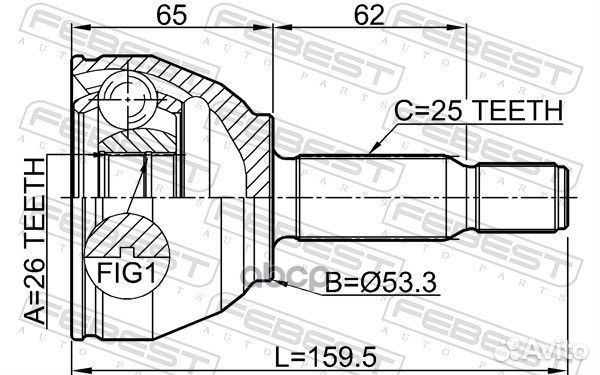 ШРУС наружный LR ford Connect 02- / 26x53,3x2