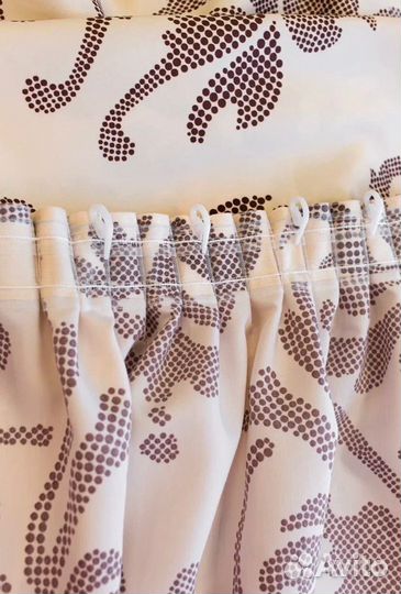 Штора 260х50см, Белый с коричневым вензелем