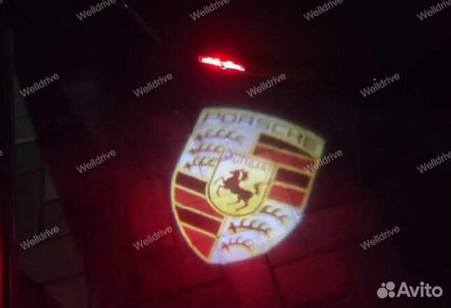 Проекция в двери с лого Porsche Cayenne 955 957