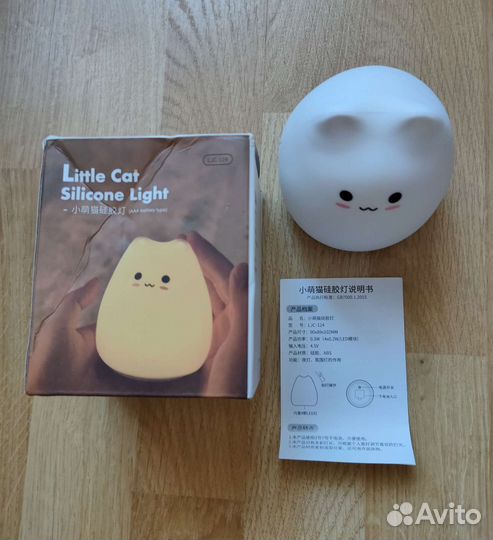 Новый ночник светильник детский Кошка силиконовый