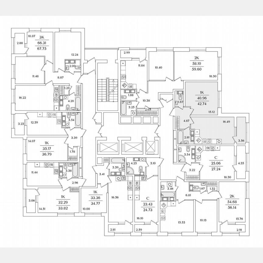 1-к. квартира, 42,7 м², 13/22 эт.