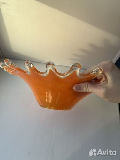 Фруктовница ваза конфетница гутное стекло СССР