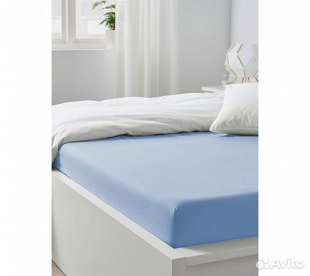 Простынь GoodNight Сатин 160х200х20 Голубой на рез