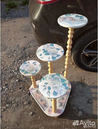 Подставка под цветы дерево декупаж