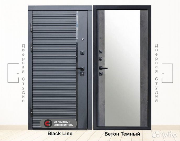 Дверь входная металлическая с зеркалом Black