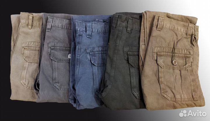 Мужские брюки из плотной ткани с бок. карманами