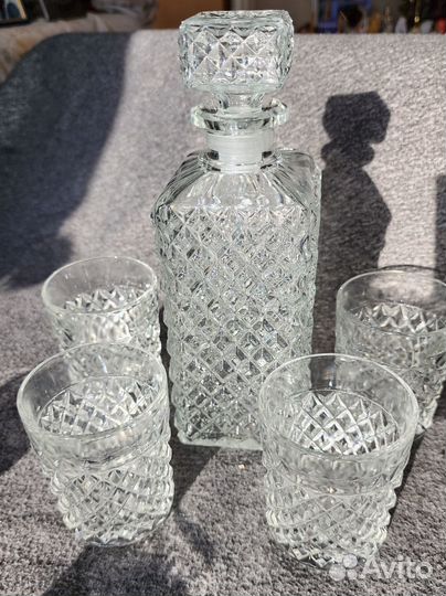 Графины с бокалами СССР Хрусталь Керамика Позолота