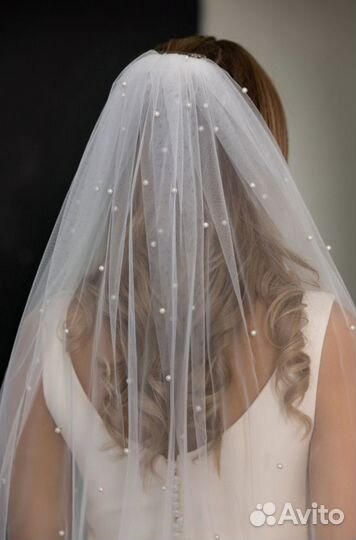 Короткая Свадебная фата с жемчугом Новое