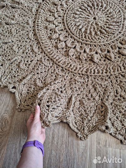 Ковер из джута круглый ручная работа