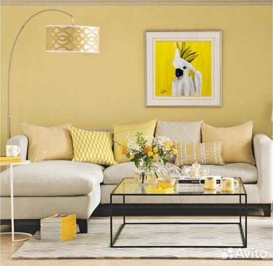 Картина Белый Попугай 30х30, масло, холст