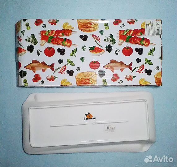 Блюдо для рыбы (35 х 16 х 3 см.), фарфор