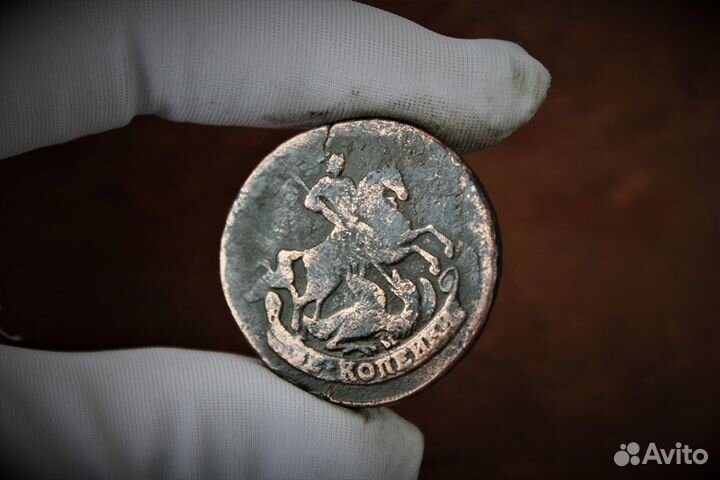 2 Копейки 1758 перечекан Елизавета Петровна Тверь