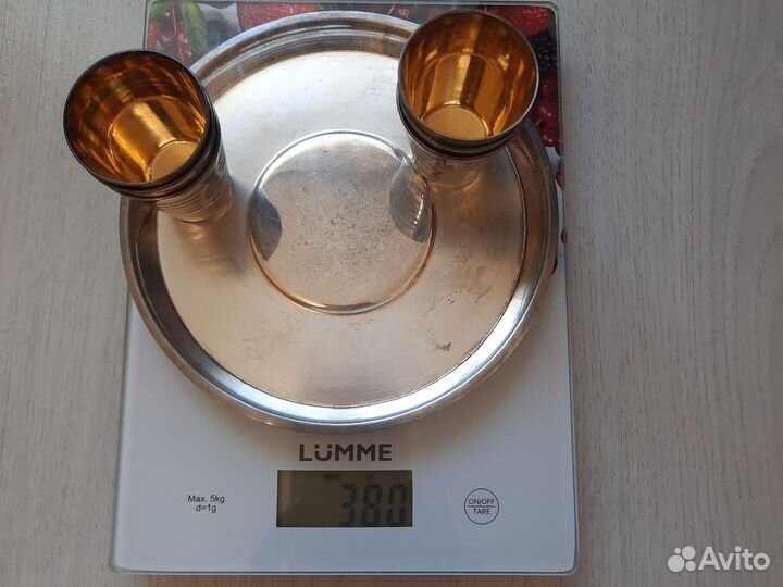 Рюмки на подносе мельхиор. Позолота, посеребрение