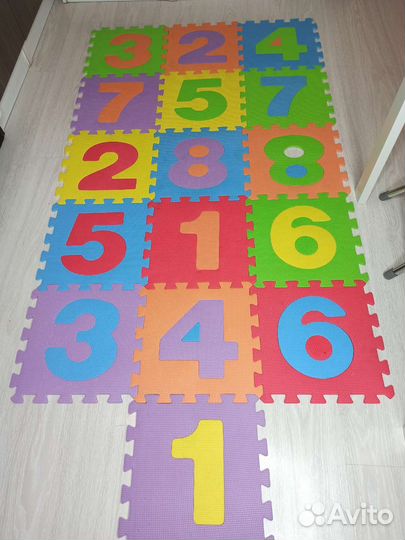 Развивающий мягкий коврик-пазл (16 шт)