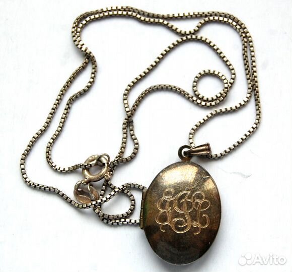 Локет с цепочкой в викторианском стиле, стерлинг
