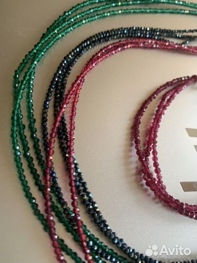 Бусы шпинель изумруд, рубин+браслет