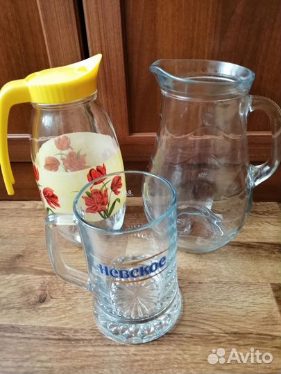 Кувшин, стекло, 2л и 1,5л,кружка пивная