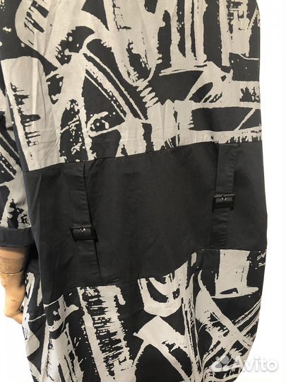 Платье рубашка плащ серо-чёрный рисунок