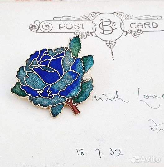 Брошь «Роза», клуазоне, Англия