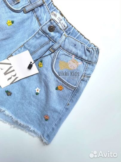 Джинсовый костюм куртка шорты для девочки Zara 116