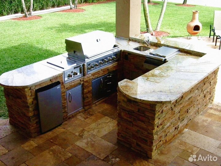 Барбекю зона, с беседкой, дизайн В подарок