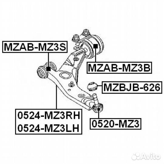 Рычаг передний левый для Mazda Febest 0524-MZ3LH