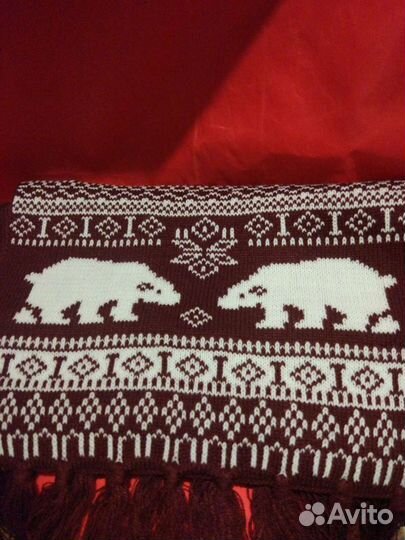 Шарф и рукавички-митенки тёплые с красивым узором