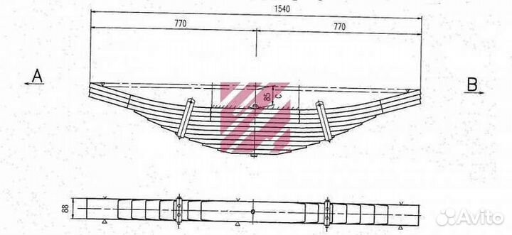 Рессора задняя скания 10-ти листовая 20x90х200 770