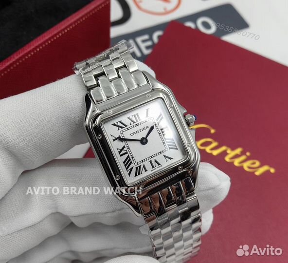 Часы женские Cartier 27 mm стальные новые сапфир