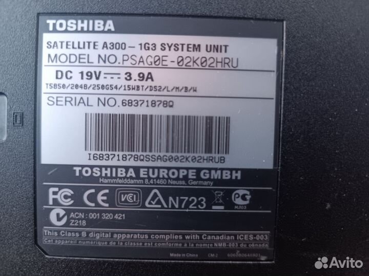 Ноутбук toshiba