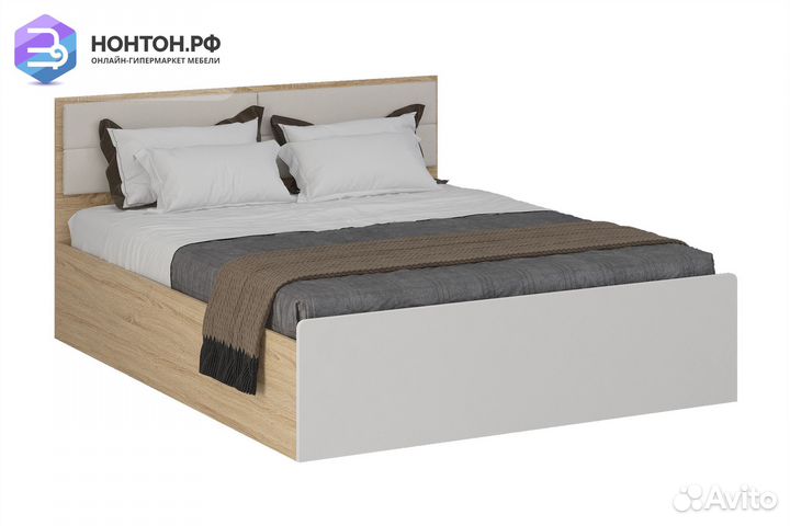 Кровать Норд 1.6 м дуб сонома / софт пломбир