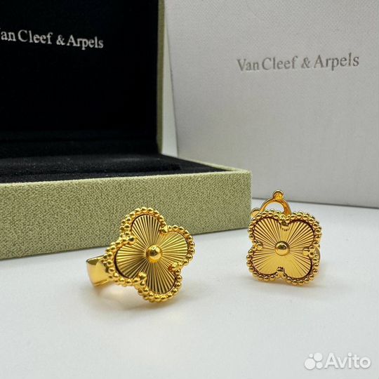 Серьги van cleef золото(премиум)
