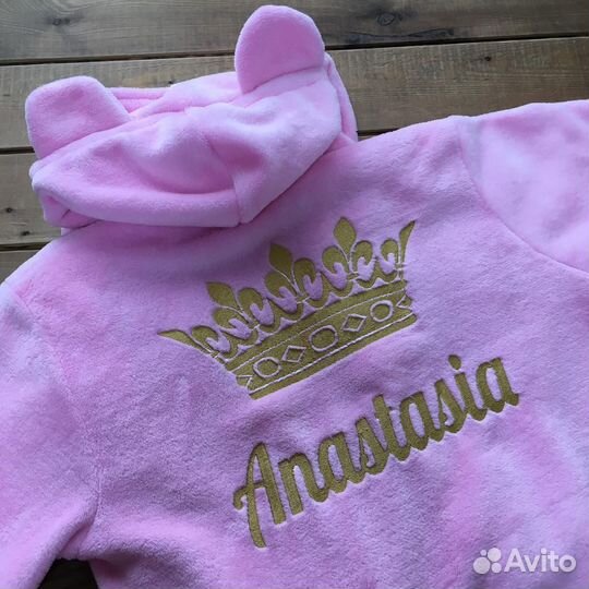Мягкий халат для девочки именной