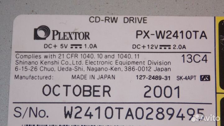 Plextor W2410TA W1210TA CD-RW оптич. приводы Hi-Fi