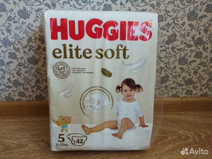 Подгузники Huggies Elite Soft 5, 12-22кг, 42шт