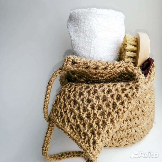 Мочалка из джута ручной работы