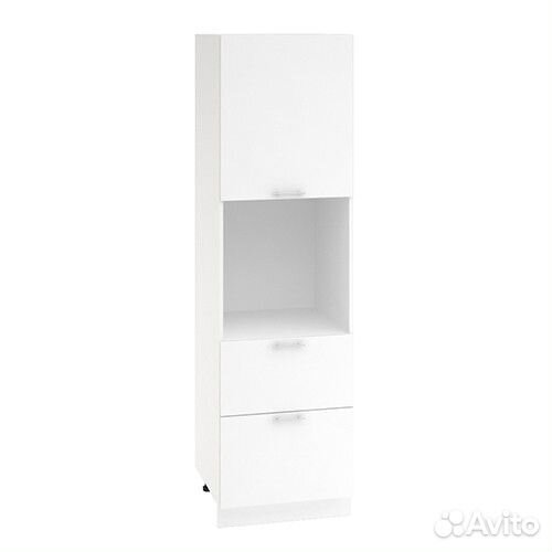 Пенал под духовку с фасадом белый глянец 600мм 2ящ