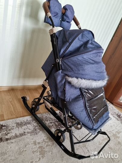 Детские санки коляска с колесами