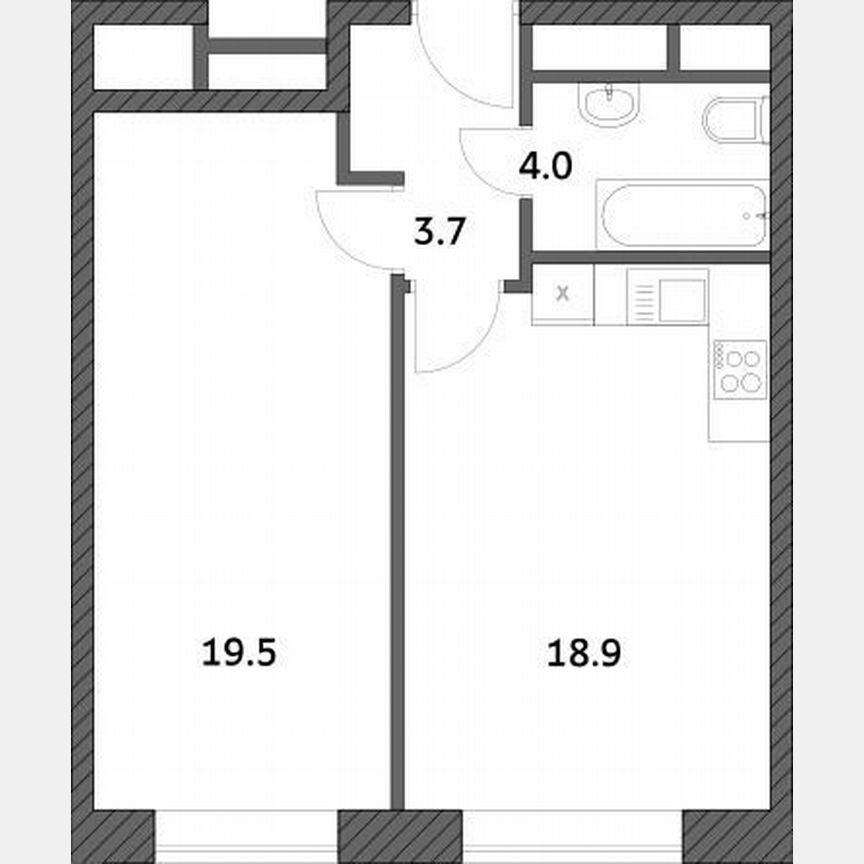 1-к. квартира, 46 м², 11/19 эт.