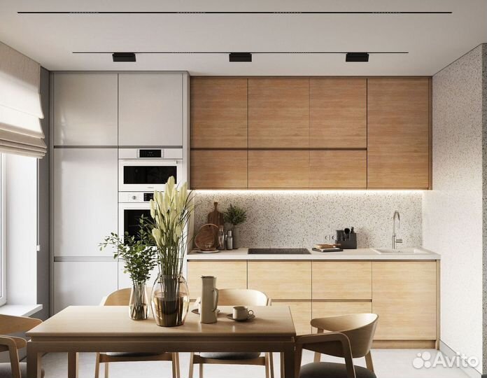 Кухня под потолок с раковиной