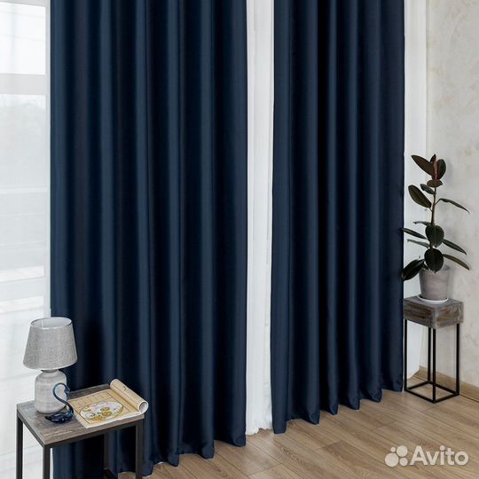 Шторы блэкаут марсель индиго готовые и на заказ