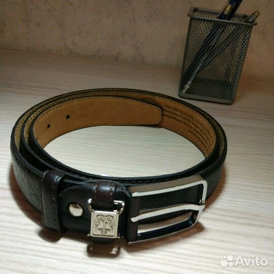 Мужской кожаный тёмно-коричневый ремень
