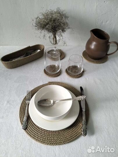 Корзинка из джута для столовых приборов