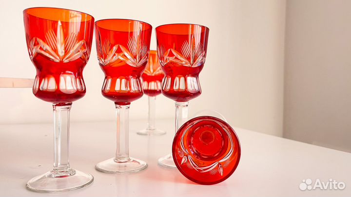 Рюмка рубиновое красное стекло антиквариат СССР